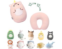 Zachte en schattige dierenpluche - U-vormig nekkussen voor kinderen - reiskussen voor ultiem comfort tijdens vliegtuig- trein- busreis - eenhoorn