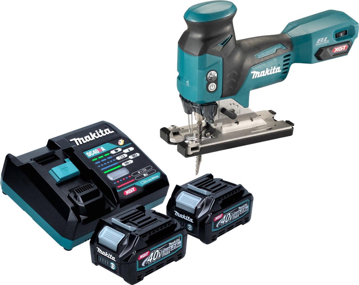 Makita JV 001 GD201 Accu-decoupeerzaag 40 V max. 135 mm borstelloos + 2x oplaadbare accu 2,5 Ah + lader