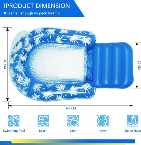 Opblaasbare waterhangmat - zwembadaccessoires - opvouwbaar - loungeparty speelgoed - volwassenen waterhangmat van Bestway — afbeelding 4