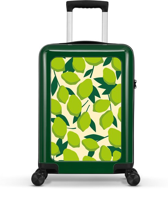 BHPPY Handbagage Koffer - Lichtgewicht Trolley 55cm - Groene Limoenen print - Groen