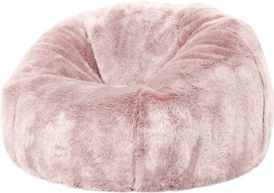 icon - Kingston Kinderzitzak Stoel - Fluffy Pluche Imitatiebont - Roze