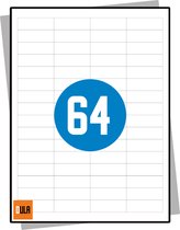 DULA Etiketten - Stickervellen A4 - 64 stickers per vel - 48,3 x 16,9 mm - 100 vel