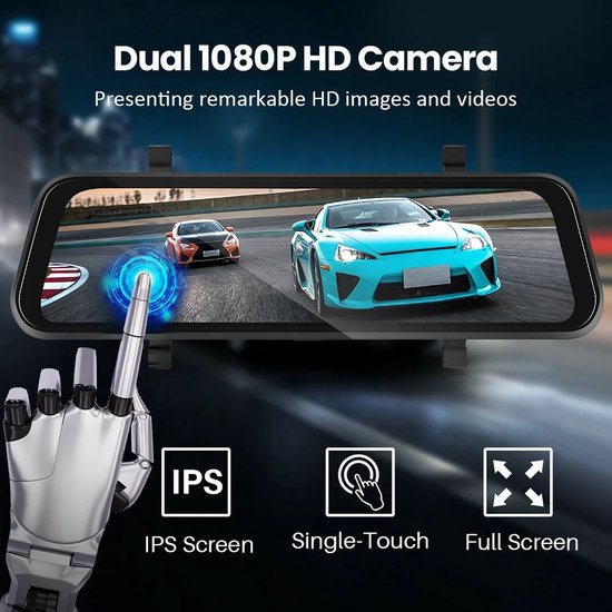 Achteruitkijkspiegel - Ingebouwde Dashcam - Carplay & Android Auto - Past op elk voertuig van Auto-Vox — afbeelding 4