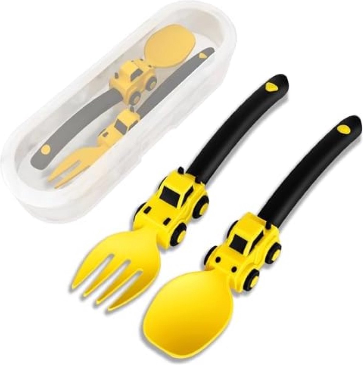 Goedkoopste Siliconen babybestekset, babybestekset vanaf 6 maanden, 2-delige babylepel en vork, eetbestek, baby led-voedingsaccessoires, leerlepel baby met opbergdoos