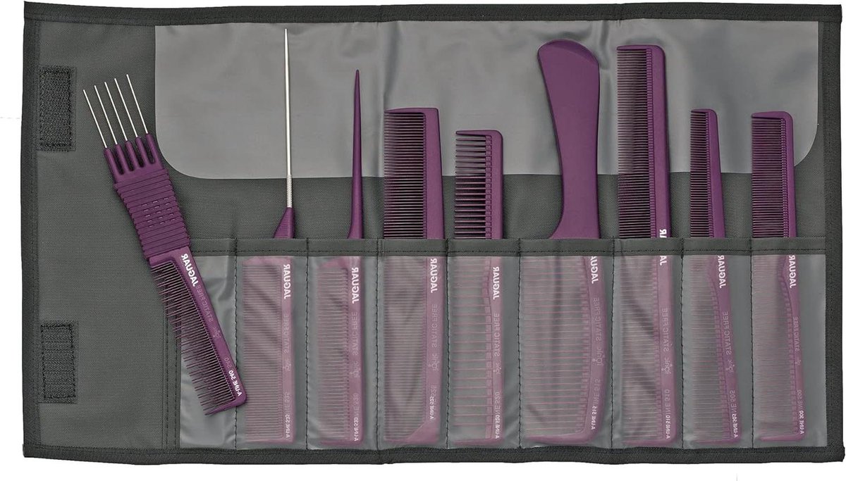 A-LINE VIOLET 9-delig antistatisch met opbergetui - set van haarborstels
