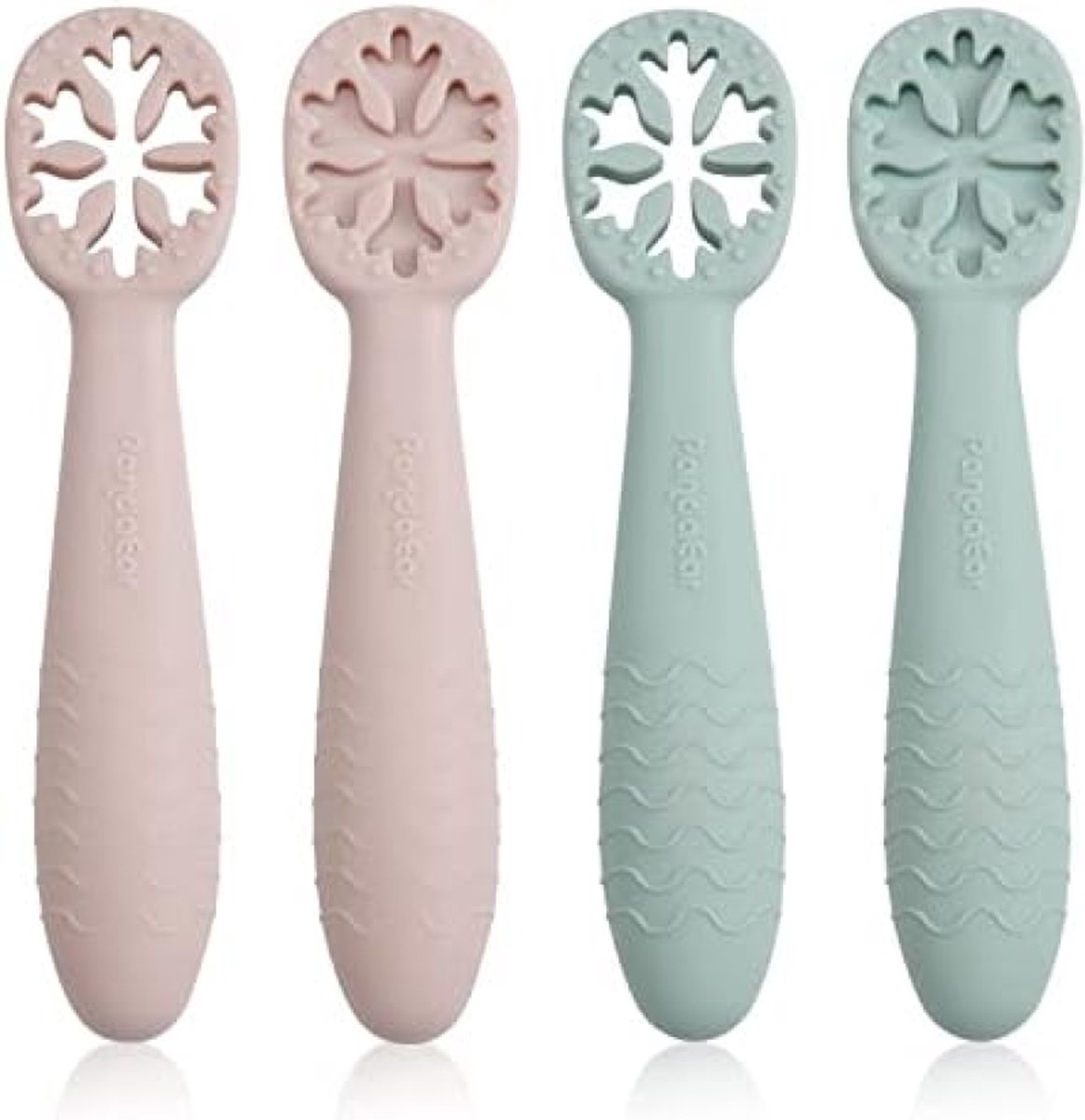 Goedkoopste Babylepelset, 4 stuks, BPA-vrij, siliconen, eetlepel, voederlepel, zelftoevoer, gebruiksvoorwerpen, zacht, flexibel, kinderen en peuters van 6 maanden