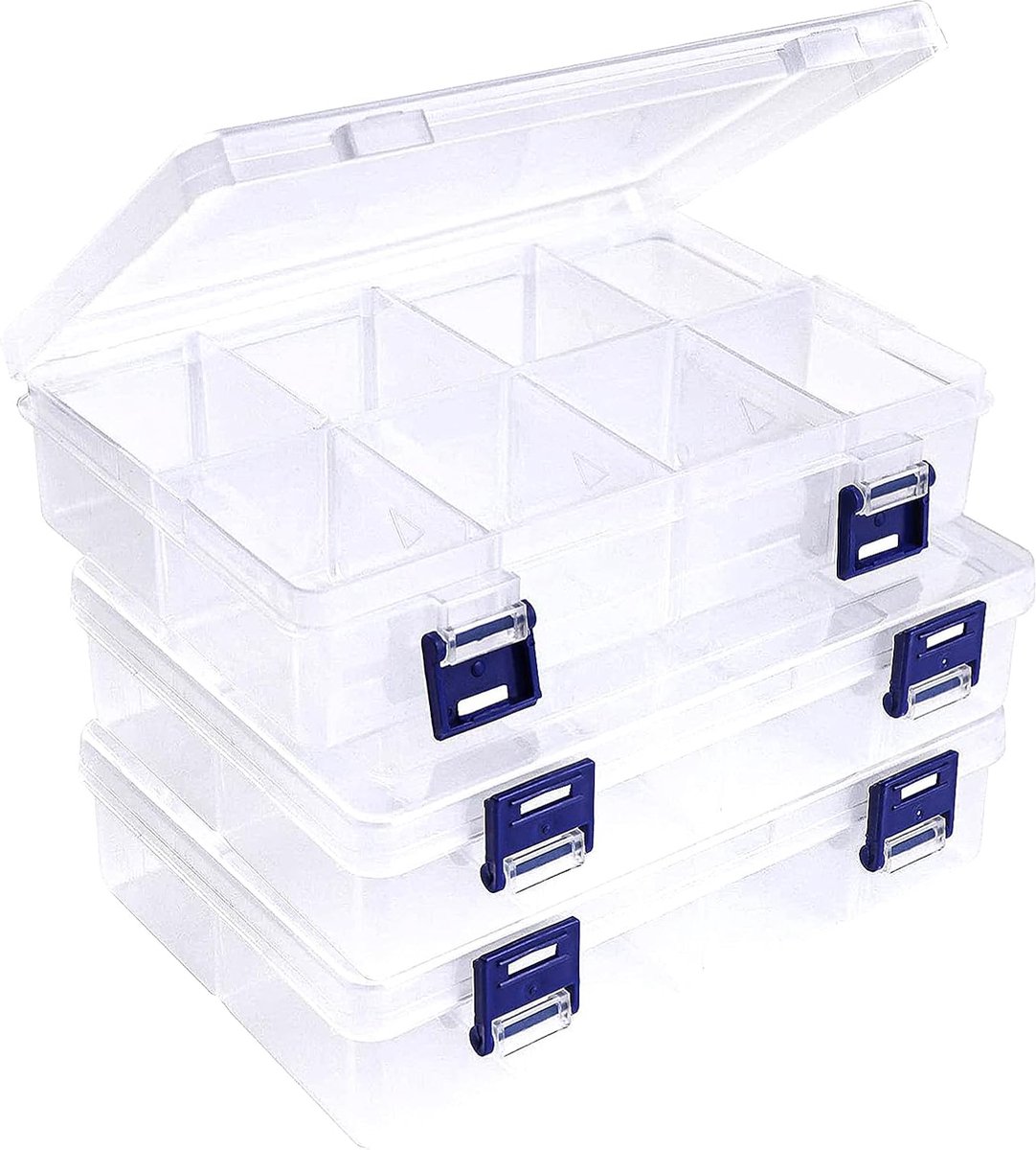 Praktische Transparante Organiseerdozen met Verstelbare Vakken voor Diverse Items