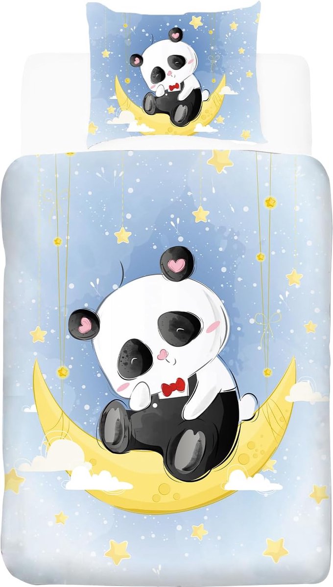Leuke Kinder Beddengoed Set met Panda en Maan Ontwerp voor Meisjes