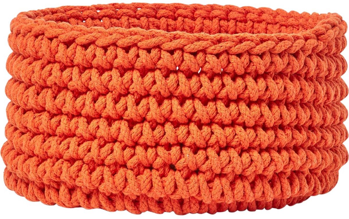 Homescapes Gebreide opbergmand, 100% katoen oranje - 37 x 21 cm
