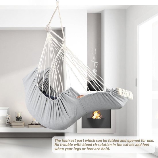 Hangstoel hangmat comfortabel relaxen in tuin, veranda of camping Oranje geelp