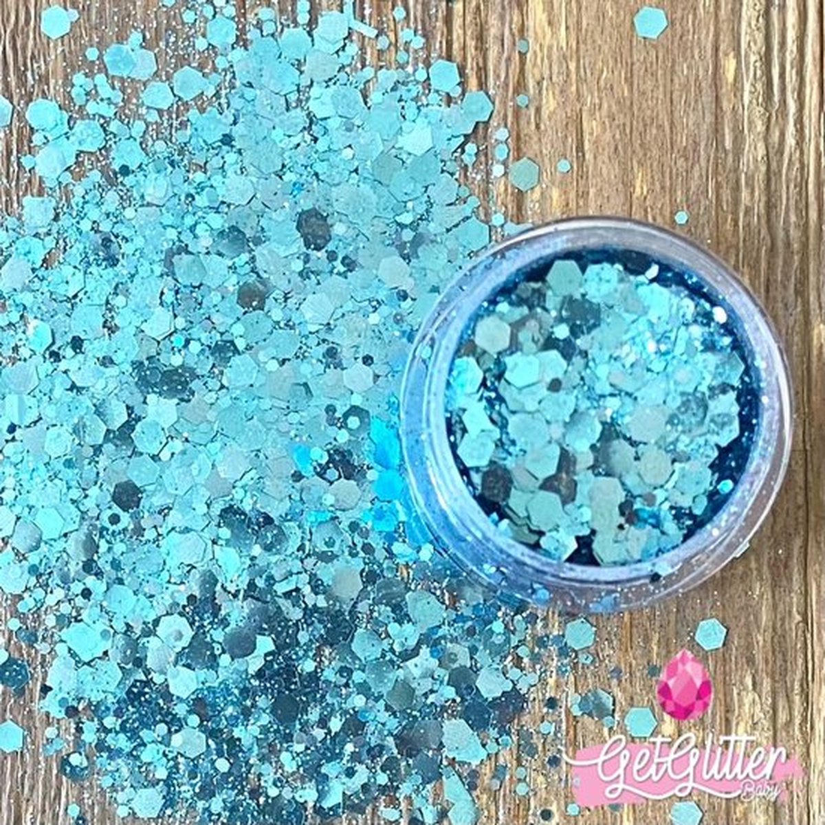 GetGlitterBaby® - Blauwe / Groene Biologische / Biologisch afbreekbare Milieuvriendelijke Chunky Festival Glitters Jewels voor Lichaam en Gezicht / Vegan Biodegradable Bio Biologische Face Body Glitter - Blauw / Groen