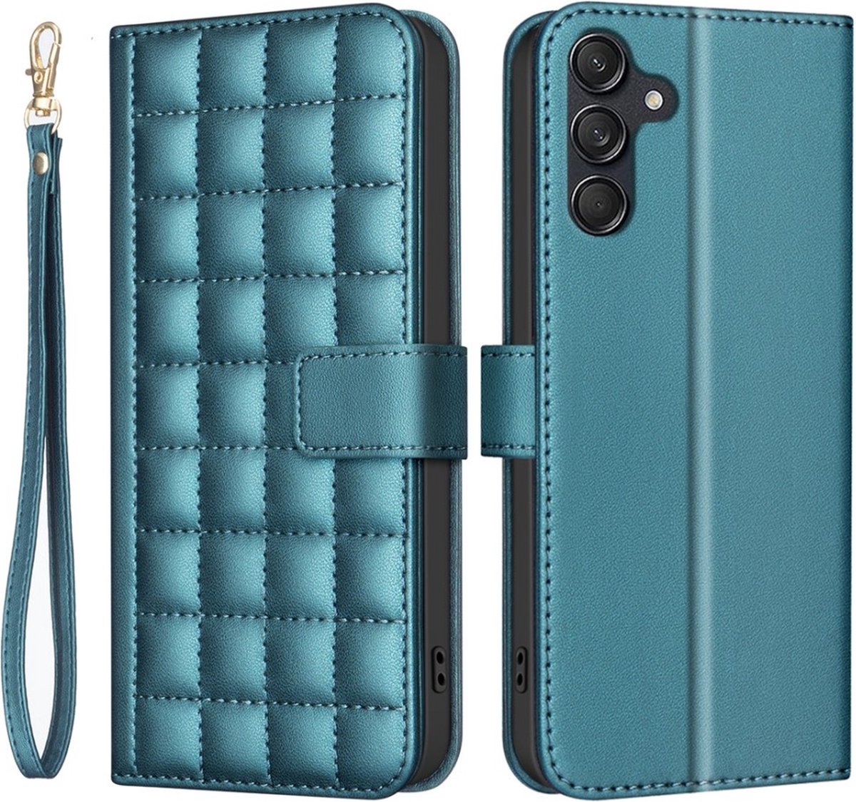 BINFEN Hoesje - Geschikt voor Samsung Galaxy A16 Hoesje - BINFEN Square Color Book Case - Groen