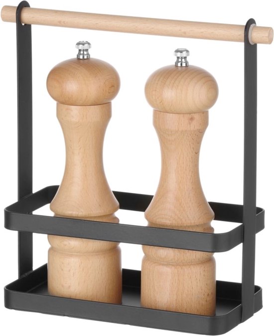 Foto: Hendi bestek caddy matzwarte poedercoating houten handvat 230x100x240 mm