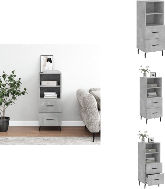 vidaXL Dressoir 34,5x34x90 cm bewerkt hout betongrijs, kast, opbergkast, zijkast, wandkast, bijzetkast, wand kast, kastje, woonkamerdressoir