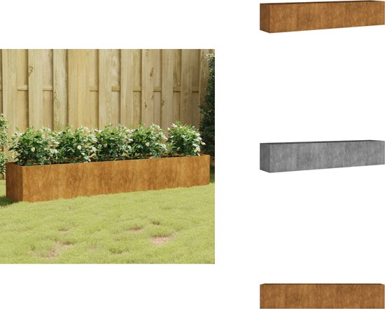 Chaduof Verhoogde plantenbak voor de tuin, 482 x 100 x 36 cm, van cortenstaal, verhoogde plantenbak voor de tuin, verhoogd bloembed, verhoogd bloembed