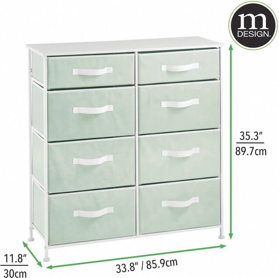 Witte/Sonoma Eiken Ladekast 120cm Met 8 Lades - Mat Afgewerkte Zelfmontage Stevig Laminering Abs Rand Modern Staand Meubel Bureaublok Met Ladeblokkering