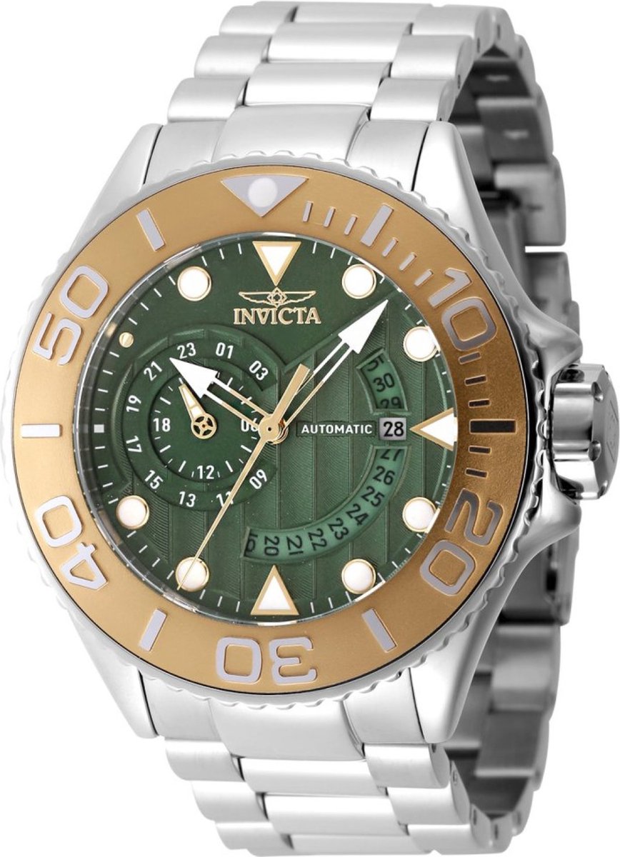 Invicta Grand Diver 47544 Heren Horloge - Waterdicht - Analoog - Automatisch Uurwerk - Roestvrij Staal met groene Wijzerplaat - 52mm