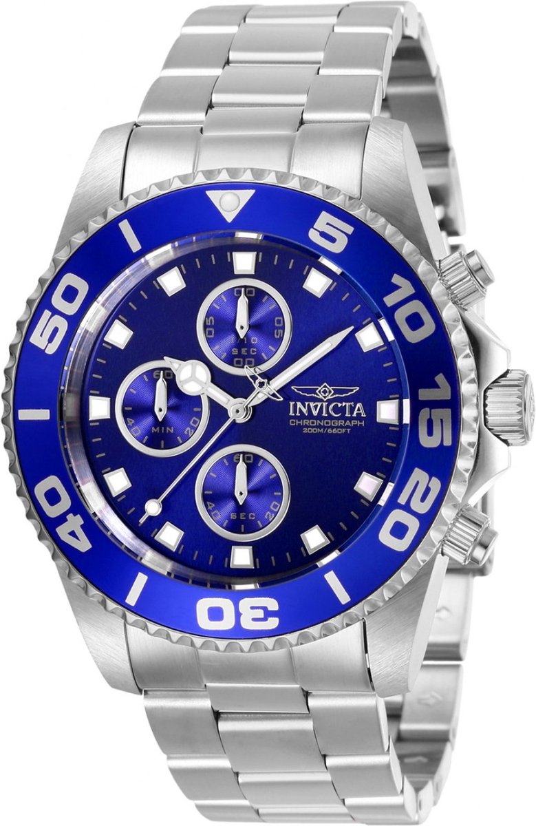 Invicta Connection 28690 Heren Horloge - Waterdicht - Analoog - Quartz Uurwerk - Roestvrij Staal met blauwe Wijzerplaat - 43mm