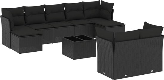 vidaXL-10-delige-Loungeset-met-kussens-poly-rattan-zwart