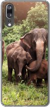 Telefoonhoesje Geschikt voor Huawei P20 hoesje - Olifant - Dieren - Bos - Gras - Groen - Siliconen Telefoonhoesje