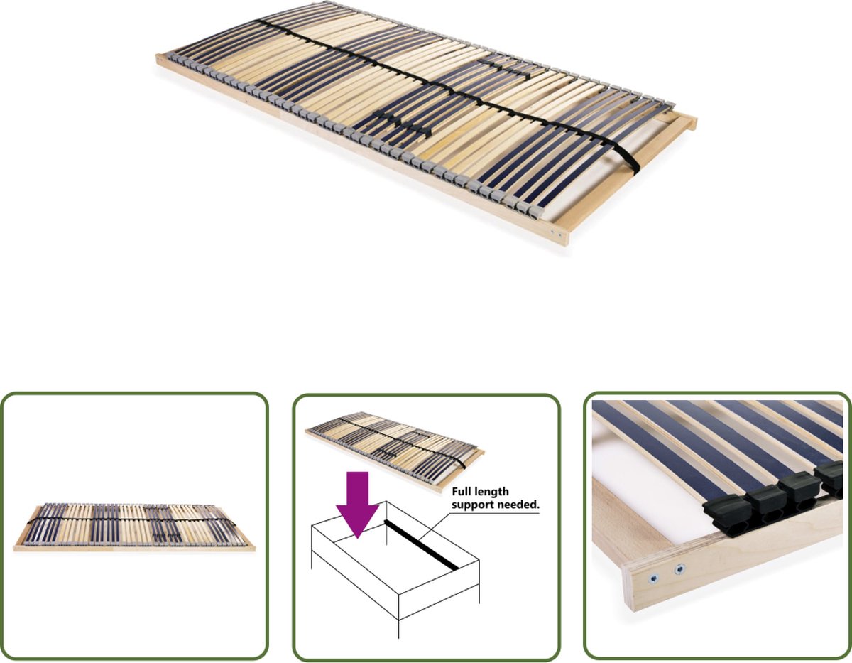 vidaXL Bedbodem - Lattenbodem - Lattenbodem met 42 latten 7 zones 120x200 cm - Massief Hout - Berkenhout - Slaapcomfort