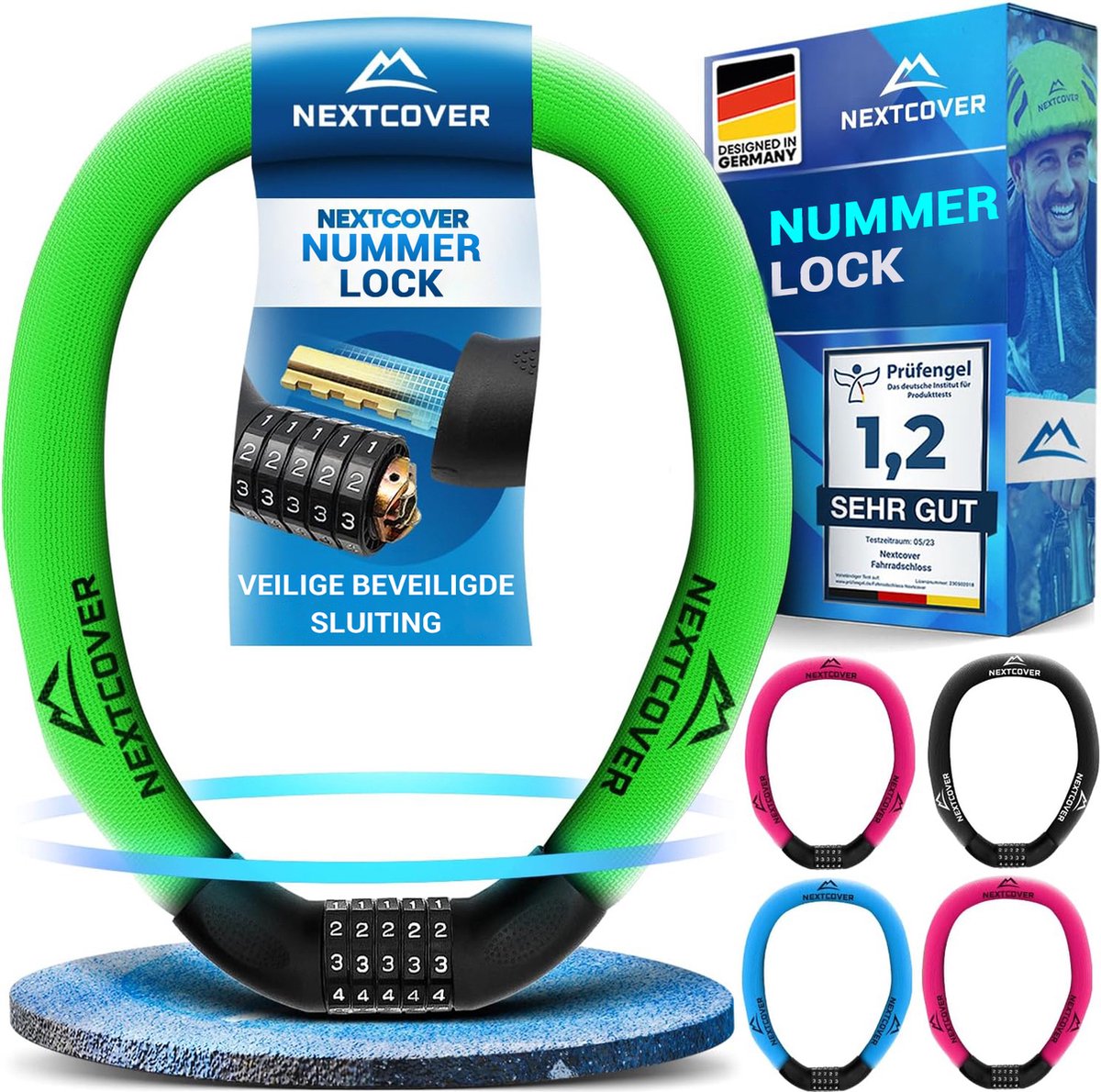 NEXTCOVER® Kettingslot Fiets met Sleutel - [SAFESECURE] Heavy Duty Anti-diefstal Slot - Gehard Staal & Weerbestendig - Geschikt voor E-Bike, Scooter & Motor - 90 cm (Incl. 3 Sleutels