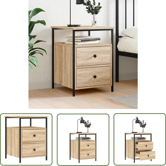 vidaXL - Nachtkastje - 44x45x60 - cm - bewerkt - hou