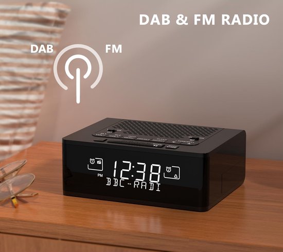 Mrs. Jones DAB & FM Radio-wekker Met 40 Voorkeuzezenders - Dimbaar LCD Scherm Dubbele Wekker Met Aan Uit Knop Snoozefunctie Bluetooth Itoma 525 8721254576326