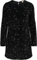 ONLY ONLANIKA SEQUIN LS DRESS WVN Dames Jurk - Black