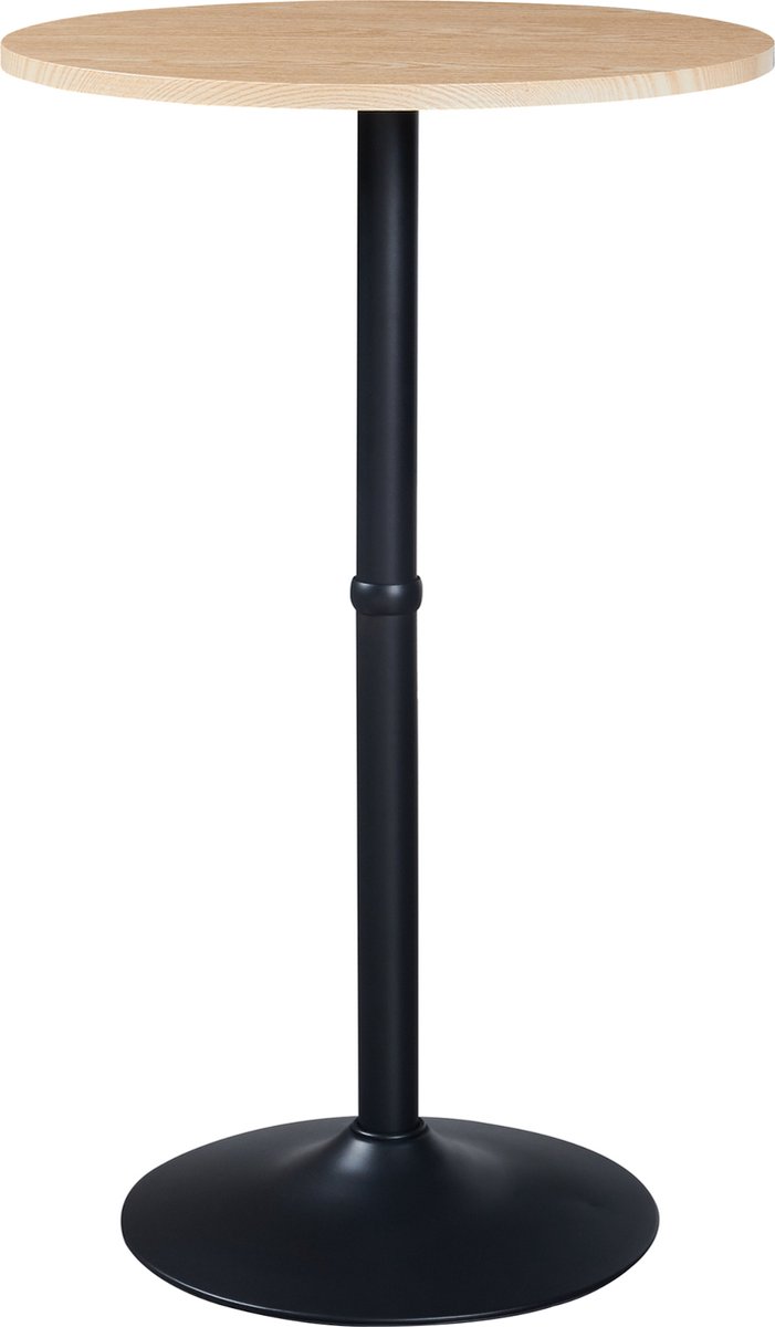 Bartafel Vantaa rond 100xØ60 cm zwart en eikenkleurig [en.casa]