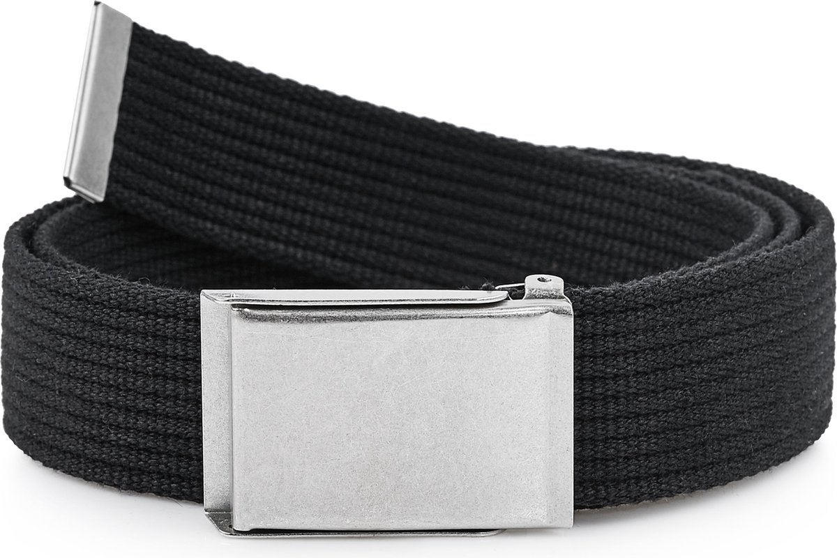 Ladeheid Herenriem - Riem - Broekriem - Verstelbaar - Katoen - LA-EL-P10 - Zwart-Zilver - 120 cm