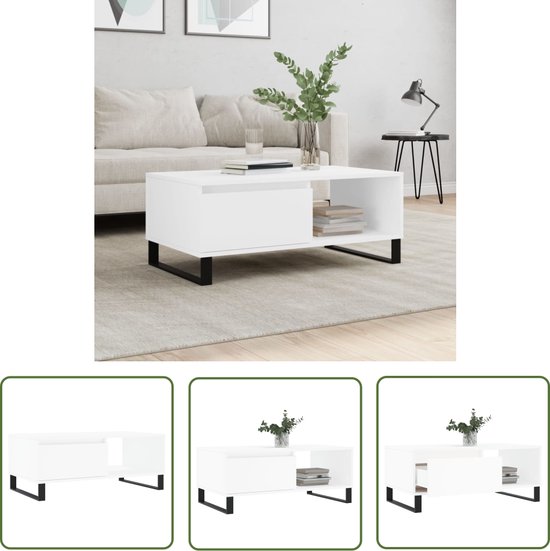 Table Basse Moderne Vicco Fabien - Blanc Sonoma - 100x60x45.5 Cm - Neuf En Kit