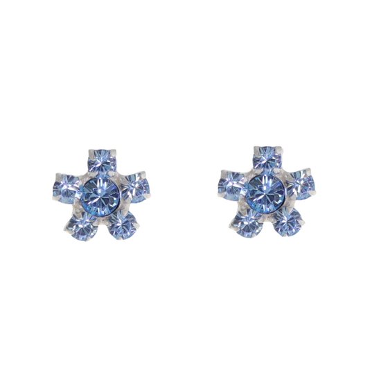 Behave - Boucles d'oreilles - Bloem - Argent Sterling 925 - Pierres de cristal bleu Aqua transparent