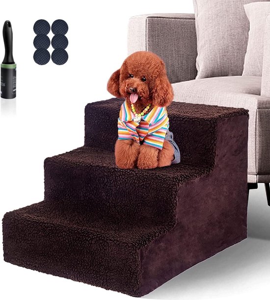 Huisdier trap De 3-staps houten middelgrote hond treden zijn bedden en banken, met laden en bedladders, geschikt voor indoor honden/katten/huisdieren, belasting 30kg, 40,5 * 45 * 38cm