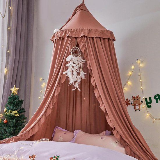HUOQOU Bedhemel voor Meisjes Prinses Ronde Koepel Kinderen Dromerige Klamboe Meisjeskamer Kasteel Speeltent Hangende Huisdecoratie Leeshoek Hemels (wit