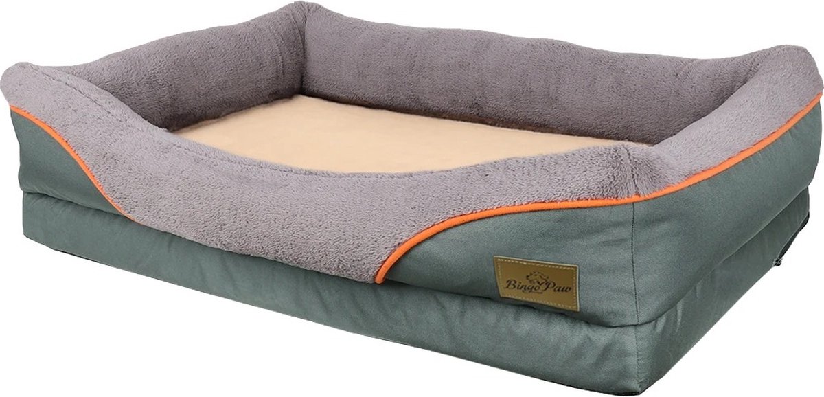 SteeFly® Waterdicht hondenbed orthopedische sofa - XL - Zacht oppervlak - Uitneembaar kussen - Kunstmatige fleece - Grijs