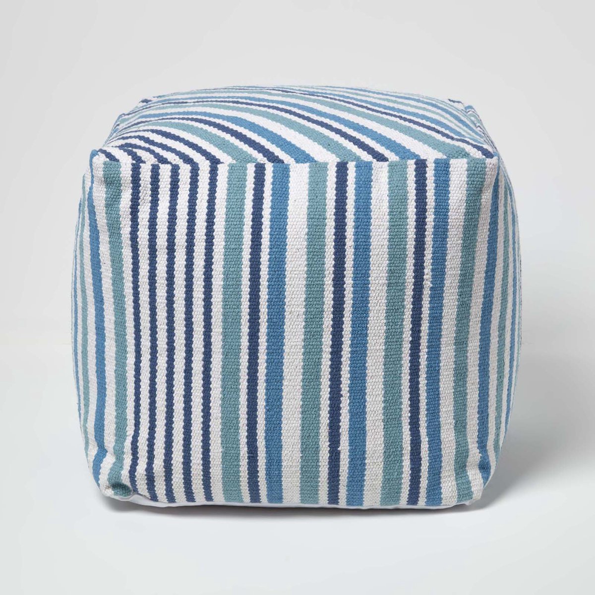 Homescapes Designer Kruk Poef Kubus Selam aqua wit Aqua/Wit