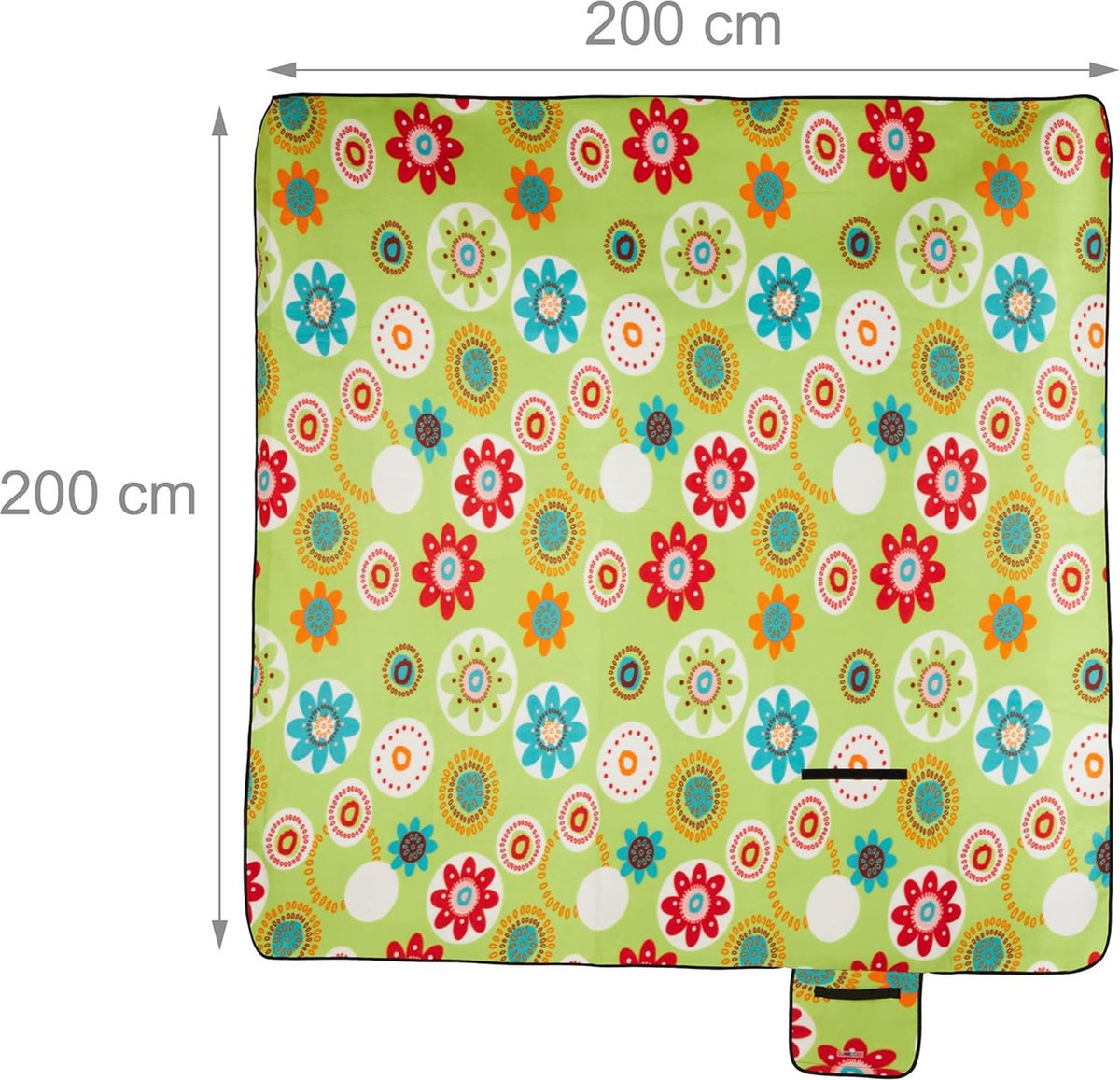 Picknickkleed XXL 200x200 cm - Waterdicht Picknickkleed - groen - Draagbare en Wasbare Picknickdeken met Handvat - Zandvrij Buitenkleed voor Strand, Camping, Park, Tuin, Wandelen, Barbecue en Picknick - Opvouwbaar Picknickkleed - Gewatteerd — cadeau in Sport & Outdoor - foto 5