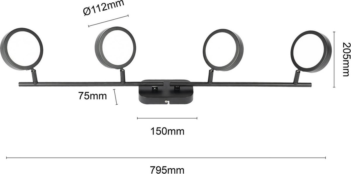 Lindby buitenspot 4lichts IJzer metaal H: 20.5 cm GX53 zwart Inclusief lichtbronnen