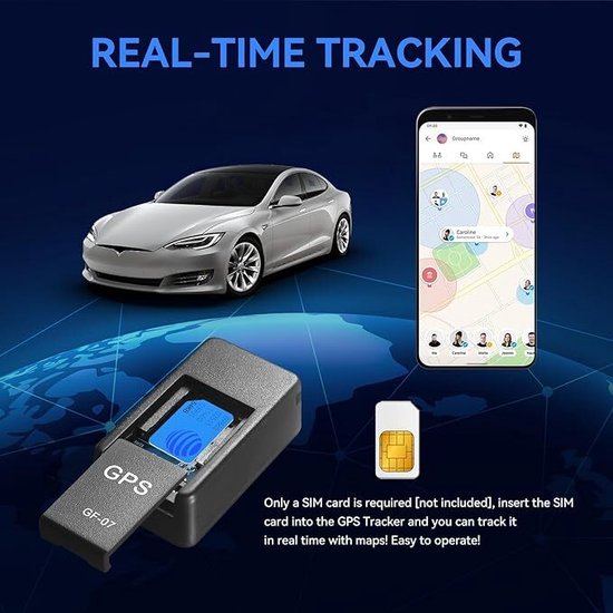 Tracker GPS Magnétique Véhicule - Mini, Imperméable - Localisation Voiture, Vélo, Sac - Alerte Zone