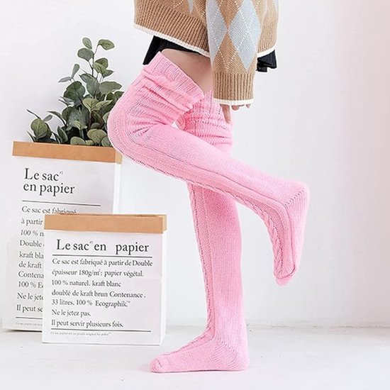 Kniekousen Dames - Hoge Kousen - Kniesokken - Hoge Sokken - Roze - Zacht - Comfortabel - Warm - SOCKLET