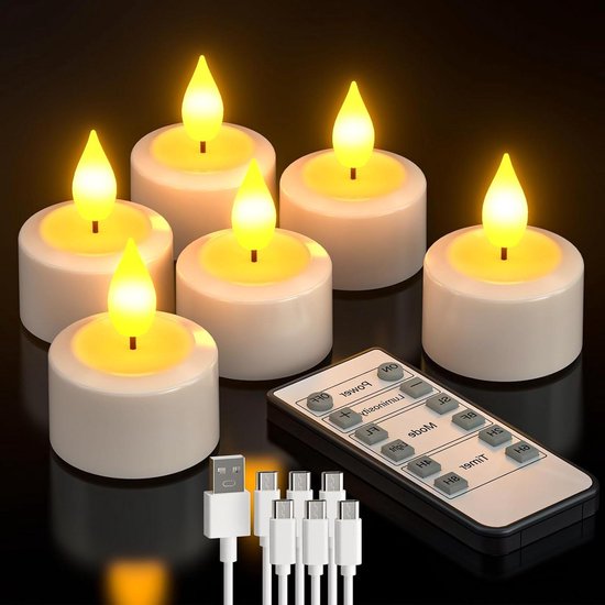 Led-kaarsen, oplaadbaar, met afstandsbediening, timer en laadstation Led-kaarsen, oplaadbaar, met afstandsbediening, timer en laadstation