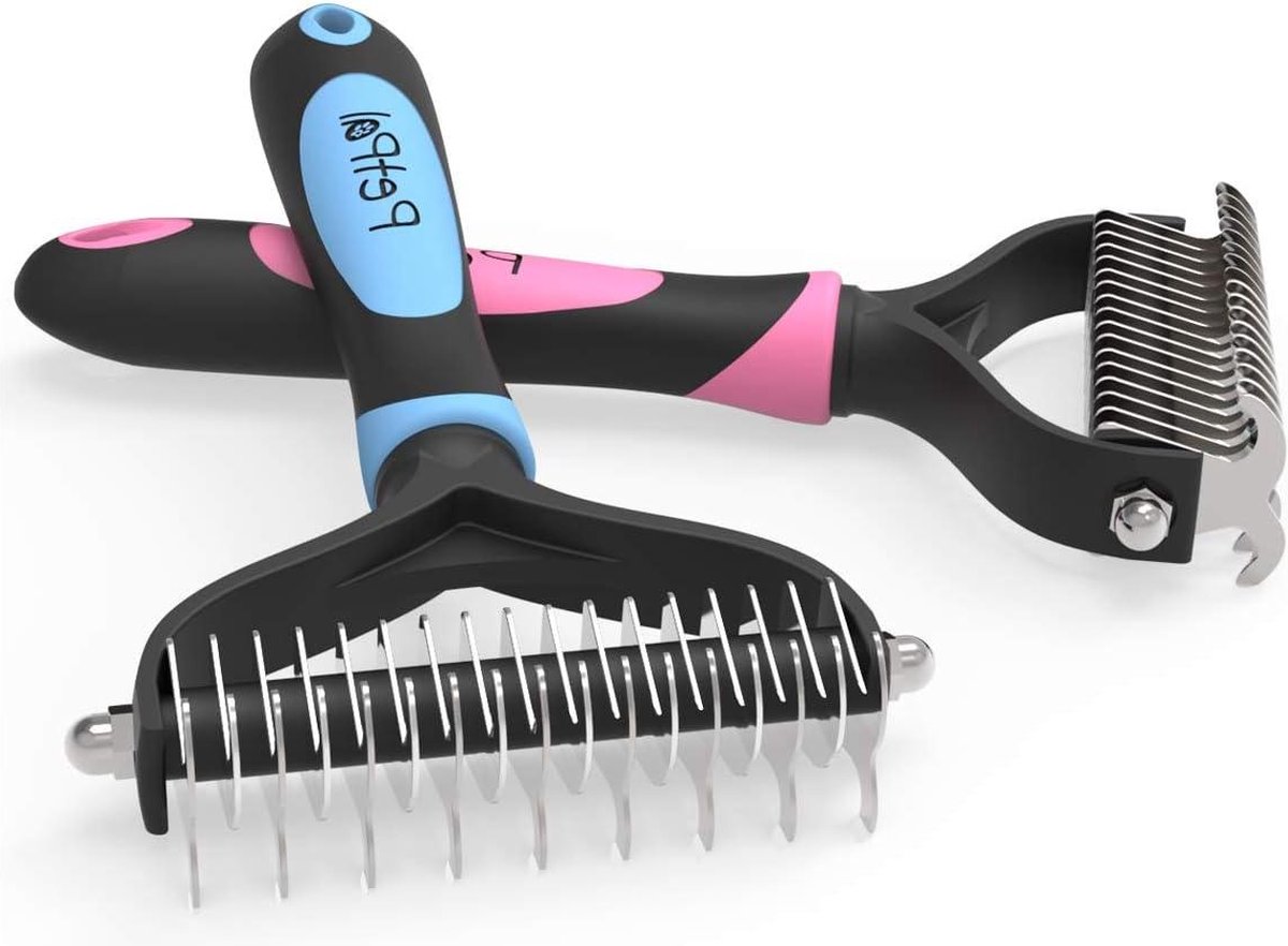 Hondenborstel voor lang haar - verwijdert zacht dode ondervacht en vervilten - vachtverzorging en grooming - geschikt voor honden en katten.