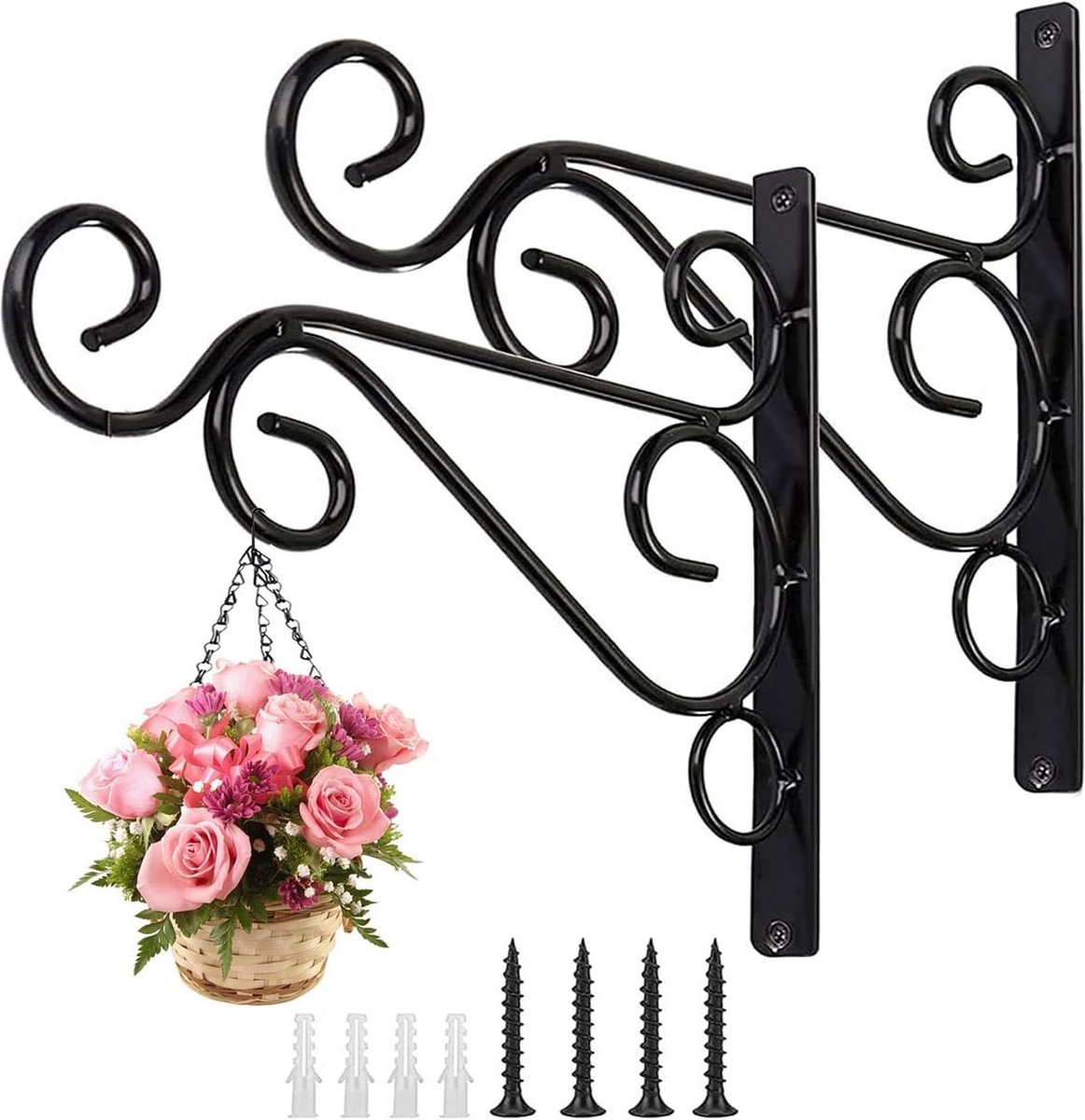 Plantenhanger Muurbeugels Hangende Manden Tuinhaken Outdoor Plantenhangers Metaal - Ophangbeugels Haken voor Plantenmanden Vogelvoeder Lantaarn Hek enz