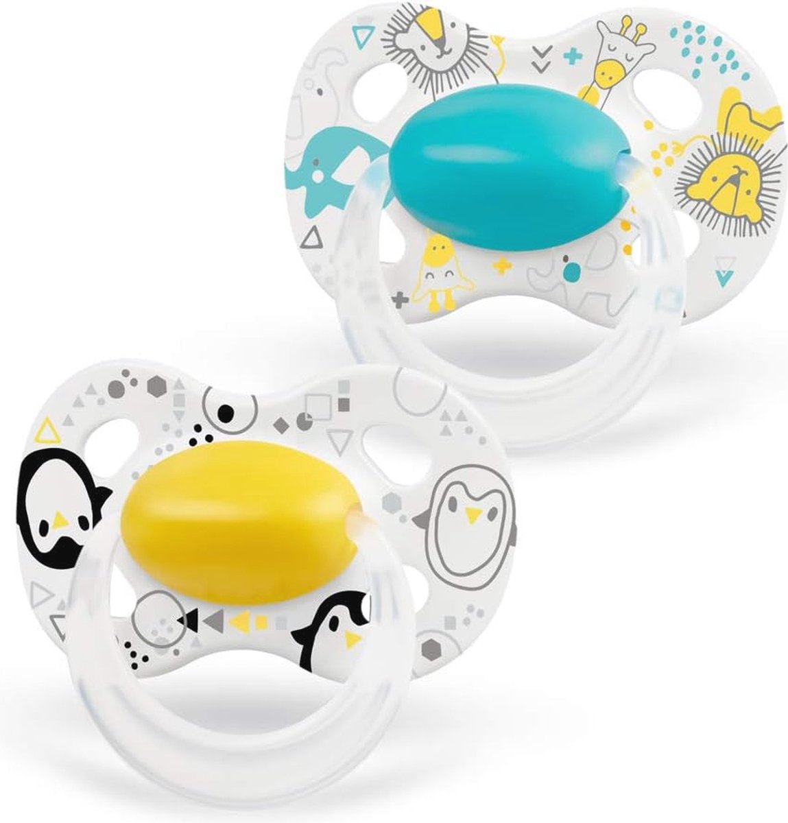 Goedkoopste Baby fopspeen voor baby's van 6 tot 18 maanden - 2 Stuks (geel & turquoise