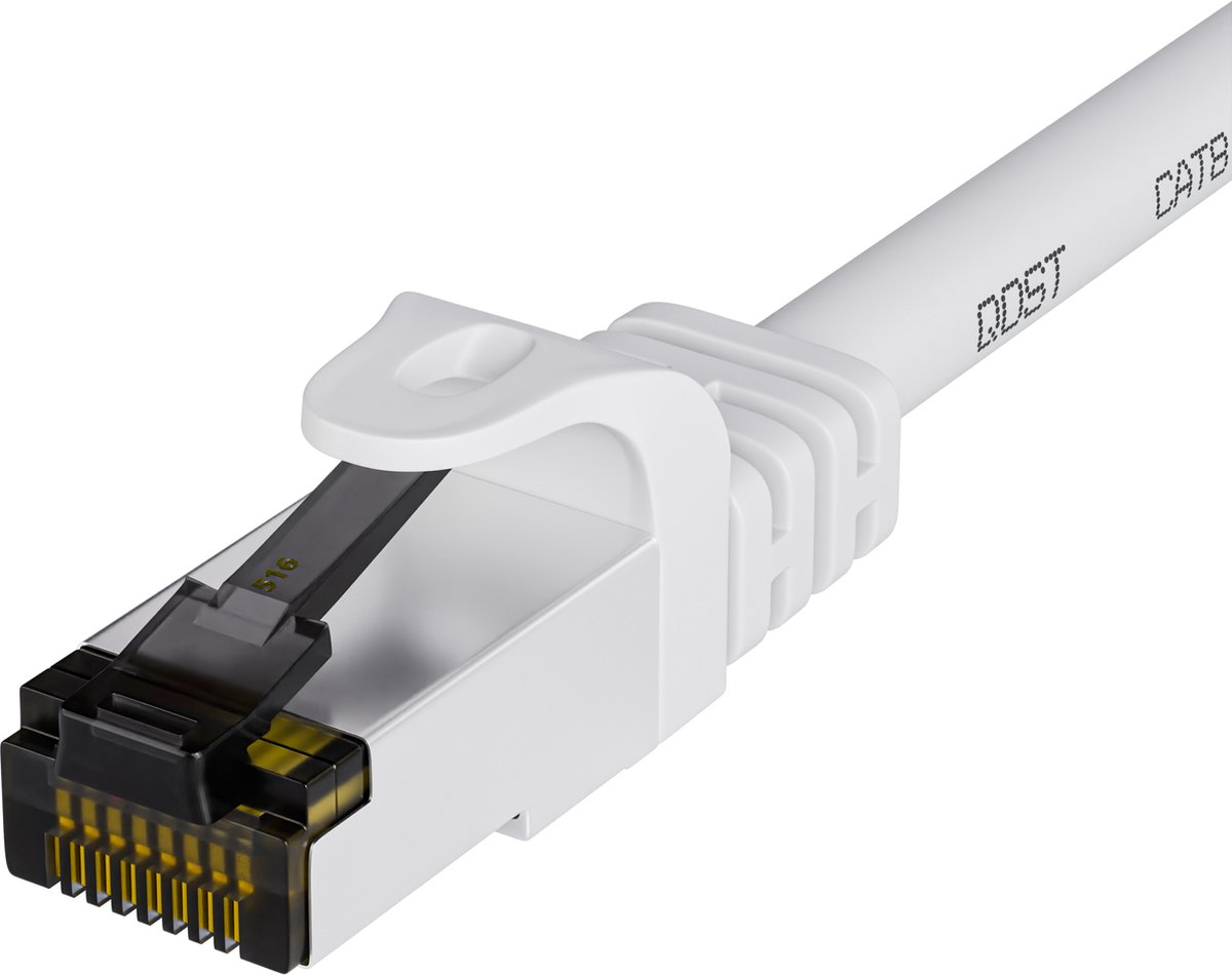 Qost - CAT8.1 internetkabel - SFTP / PiMF LZSH - 40 Gbps / 2000 MHz - RJ45 Connectoren - Patchkabel / Netwerkkabel - 0,25 meter - Wit