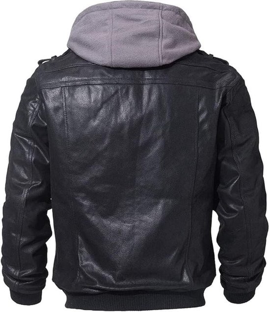Veste en cuir pour hommes avec capuche amovible Veste pour hommes