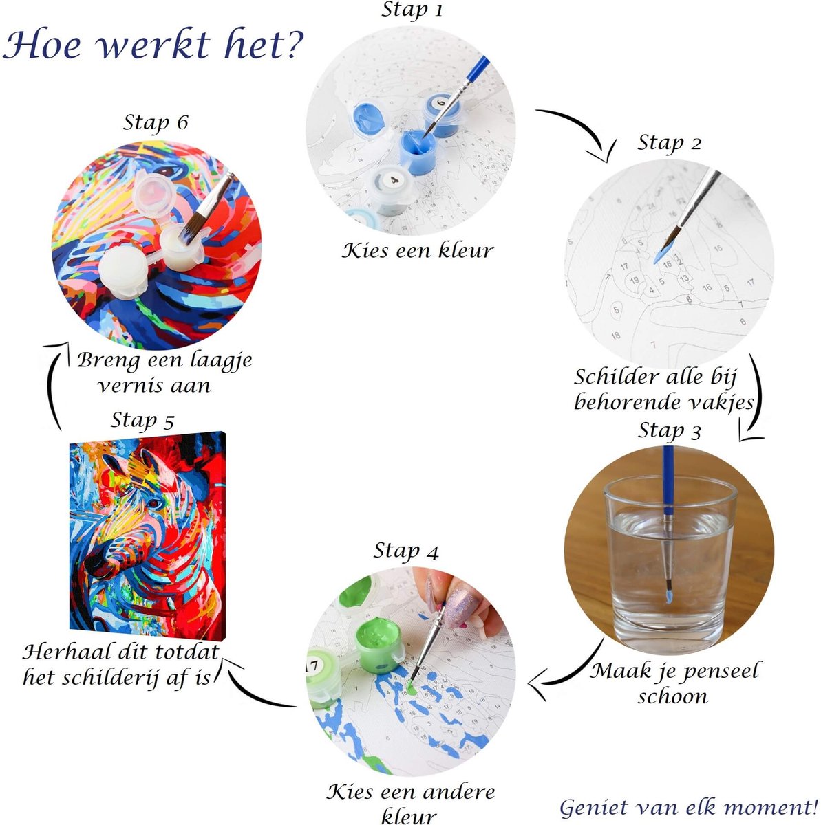 Schilderen Op Nummer Volwassenen DIY Paint By Number Compleet Hobby Pakket op Frame met Vernis - ®Arty Bee - Vrouwelijke Gratie 40x50cm — afbeelding 8