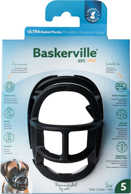 Baskerville Ultra Muilkorf Nr 5 - Ergonomisch Ontwerp met Neopreen Voering - Geschikt voor Labrador en Duitse Herder