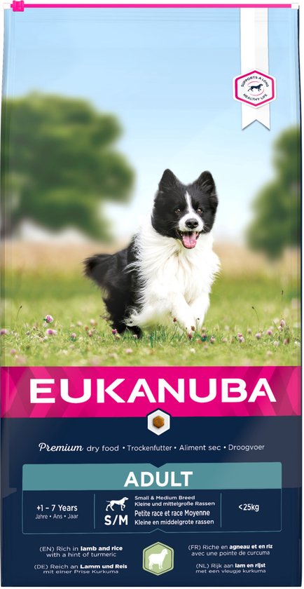 Eukanuba Dog Adult - Small & Medium Breed - Lam/Rijst - Hondenvoer - 12 kg